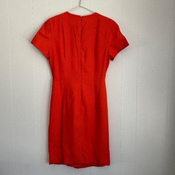 NWT Kathy Che orange fully lined dress with beautiful front pleating size 8 - Picture 9 of 12